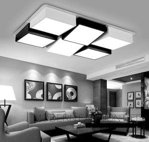 Modern Simple Led Acrylic ceiling lights Geometry rectangle White/Black Color for living room bedroom home Light Fixture LLFA