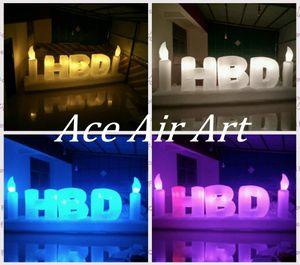 Beautiful Giant Birthday Decorations Inflatable LED Letter Happy Birthday For Cake Shops Made In China Can Be Custom