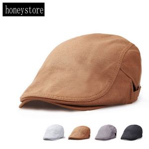 All'ingrosso-Mens Women Vintage Beret Cap Cabbie Flat Peaked Hat Gatsby Driver Newsboy H450