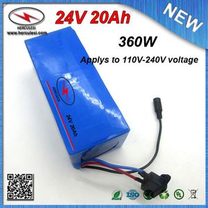 ÜCRETSIZ NAKLIYE 24 V 20Ah Elektrikli Bisiklet Pil Lityum iyon Pil Paketi 24 V 20Ah 3.7 V ile 2.0Ah Hücre PVC kılıf 15Amp BMS + şarj