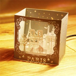 hälsningskort pop up kort ihålig laser skärning 3d paris kort handgjorda födelsedagsfest dekorationer fest favoriserar