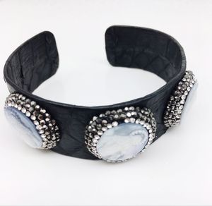 Jewelry Finding Charm Snake Leather Bangle Paved Rhinestone shell The virgin Mixed Color Snakeskin Cuff Bangles Bracelets