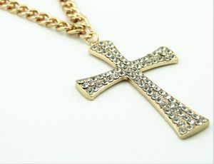 Mens Bling Iced Out Egyptian Ankh Key Pendant Necklace Gold Plated Hip Hop Rhinestones Crystal Cuban Link Chain Men Jewelry Necklaces&Pendan