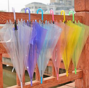 150PCS Transparent Umbrellas Clear PVC Umbrellas Long Handle 6 Colors SN6361