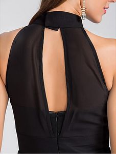 Abito da ritorno a casa in chiffon nero elegante con scollo all'americana nuovo arrivo Abiti da festa Hi-Lo Abiti da cocktail Plus Size Abito da laurea di grado 8 Cu206o