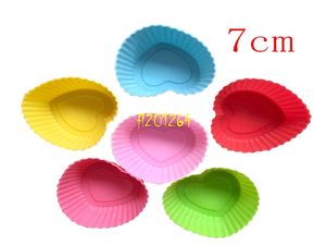 504 pz/lotto Cuore Rosa a Forma di fiore Stampo In Silicone Strumenti Torta FAI DA TE 7 cm Cupcake Cup Muffin Cottura Al Cioccolato Fondente Muffa