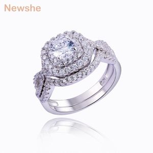 Conjuntos de anéis de casamento de prata esterlina 925 sólidos de 1,9 ct 2 peças, aliança de noivado, joias da moda para mulheres JR4844 wzw