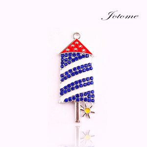 100pcs/lot Star Hat Eagle Ice Cream Chick Flip Flop Shaped Pendant Fashion US Flag Rhinestone Crystal 4th July pendants for Necklace