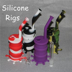 Atacado silicone Óleo Drum Rigs Mini Silicone Rigs Dab Jar Bongs Jar Tubo de Água DHL livre