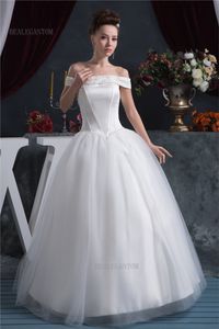 2017 nuovi abiti da sposa abito da ballo con applicazioni in organza di raso fiori di perline economici abiti da sposa taglie forti BM53