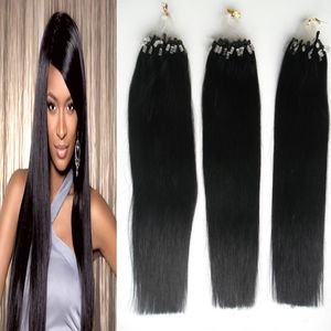 Extensões de cabelo humano de micro laço 300s Reta Preto micro contas extensões de cabelo 300g extensões de cabelo micro laço com contas