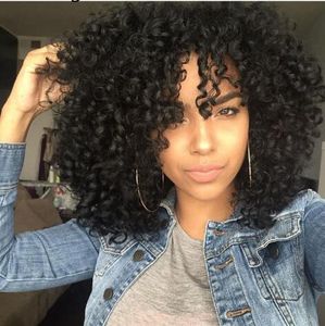 Atacado Kinky Curly peruca transporte Simulação Humano Kinky Cabelo completa encaracolado perucas para mulheres negras gratuito