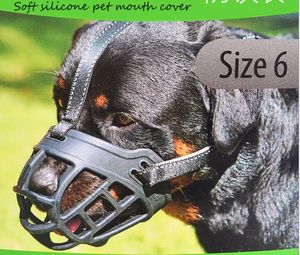 2017 vendita calda morbido silicone forte museruole cane riflettente cesto di design 6 formati anti-mordente cinghie di regolazione maschera maschera cane di alta qualità in Offerta