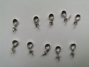 100 piece Bright Sterling Silver Bail W / Pin Pearl Pendant Clasp Slider / Findings / Bright Connector Bail