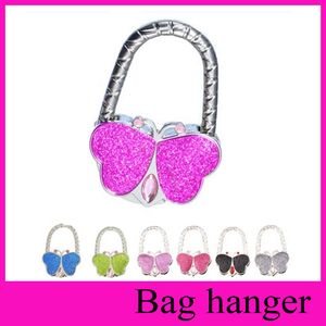 8 Colors Metal Foldable Bag Purse Hook Bags Hanger/Purse Hook/Handbag Holder Shell Sack Folding Table Butterfly Bling Colors
