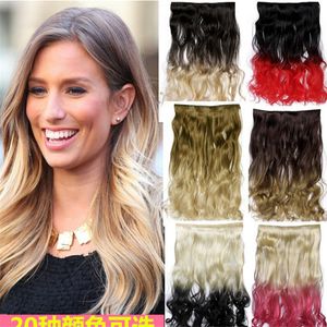 Best quality one piece Clip in hair extension 5clips 130g ombre color body wave 30color brown blond in stock synthetic hair fast shipping