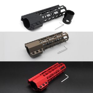 7 '' Siyah / Kırmızı / Tan Sıkma Ince Ultralight Keymod Handguard Ücretsiz Şamandıra Picatinny Ray Dağı Çelik Namlu Somun Ücretsiz Kargo