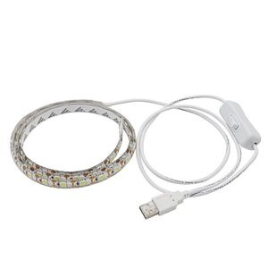 USB 5V LED-Streifen 5050 TV-Hintergrundbeleuchtung 60LEDs/m Warmweiß / Weiß USB-Kabel mit Schalterleisten-Set