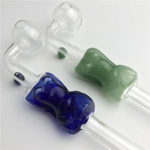 tubo per bruciatore a nafta in vetro con modello ragazza colorata verde blu tubi a mano in pyrex curvo da 6 pollici tubo di vetro spesso