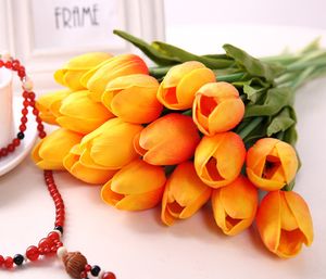 ingrosso Fiori Artificiali in Lattice-50 pz Tulipani in lattice Artificiale PU Flower Bouquet Real Touch Flowers per la decorazione della casa Fiori decorativi di nozze colori Opzione