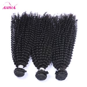 Indian Perwersyjne Kinky Virgin Human Włosy Wiązki Uncecided Surowe Indian Virgin Remy Curly Hair Extensions 3szt Natural Black Soft Full