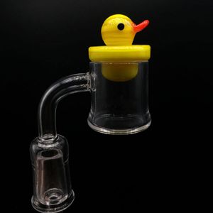 2mm XL Flat Top Evan Shore Quartz Banger Nails 10mm 14mm 18mm clear joint with Yellow Duck Cap set For Glass Bongs