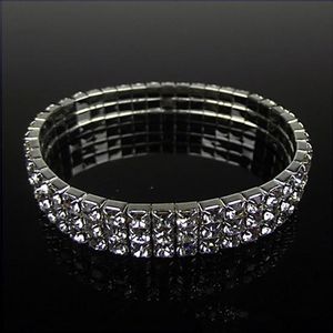 Sconto Bracciale da sposa 2019 Gioielli da sposa 3 file Argento strass Bling Bling Cristallo Stretch Bangle Donna Party Prom Matrimonio A263Q