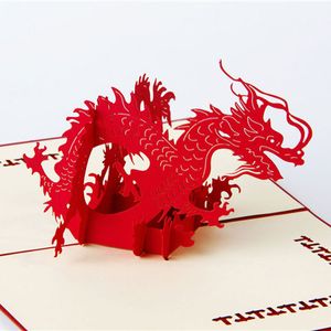 DIY 3D Pop Up Dragon Greeting Cards Handmade Paper Art Kids Children Baby Birthday Party Supplies