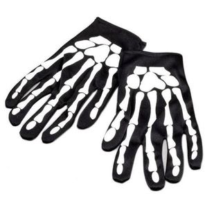 Halloween Skeleton Bone Fancy Dress Gloves Cosplay Monster Devil Corpse Costume Party Carnival Masquerade Easter gloves festive supply Black