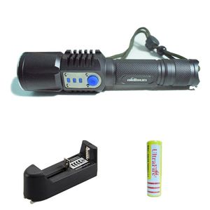 Bärbar belysning Uppladdningsbar USB LED-lampan XM-L2 Lantern High Power Torch 3800 Lumen Zoomable Flashlight Lantern Tactical Torches