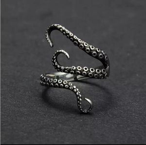 Zink-legierung Punk Stil Tintenfisch Octopus Ring 2017 Neue männer Schmuck Tier Geöffnet Einstellbar Finger Ring für Mann