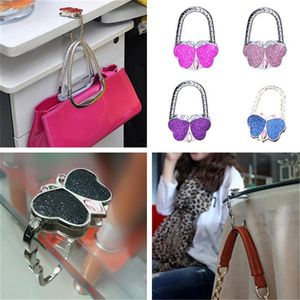 Korean Metal Foldable Bag Purse Hook Bag Hanger/Purse Hook/Handbag Holder Shell Bags Folding Table butterfly bling color