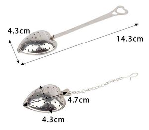 Hjärtform Rostfritt Stål Silver Tea Leaf Herbal Filter Infuser Spoon Strainer Praktisk Kök Verktyg Söt