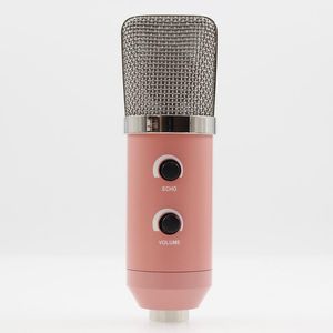 MK F100TL USB Condensatore Registrazione audio Elaborazione audio Microfono cablato con supporto per radio Braodcasting KTV Karaoke rosa