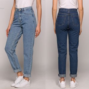 Partihandel - Kvinnor Trendig Casual Vintage High Waist Street Harem Byxor Lady Dark Light Blue Loose Kvinna Denim Baggy Jeans Plus Storlek