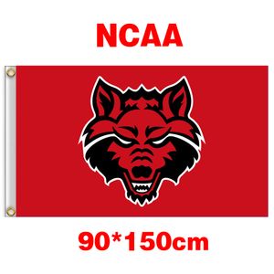 NCAA Arkansas State Red Wolves Bandiera in poliestere 3ft * 5ft (150cm * 90cm) Bandiera Banner decorazione casa volante regali giardino