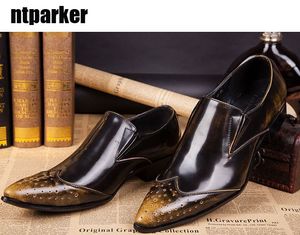 이탈리아 스타일! 남자의 가죽 신발 캐주얼 신발 우아한 남자 드레스 신발 가죽 Business zapatos de hombre, Big Sizes EU38-46