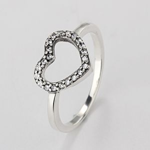 Pandora Diamond Ring großhandel-Ein Großhandel Silber voller Diamant Liebe Ring Fit Pandora Zirkonia Jahrestag Schmuck für Frauen Weihnachtsgeschenk