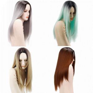 Perucas de cabelo sintético ombre cor peruca polegadas Resistente Ao Calor Fibra reta Cosplay produtos de cabelo sintético cores