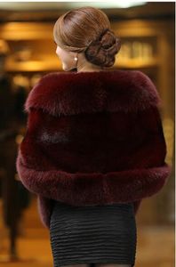 Women's Cape Wedding Coat Bridal Faux Fur Wraps Warm Shawls Outerwear Black Burgundy White Korean Style Women Jacket Prom Evening Party