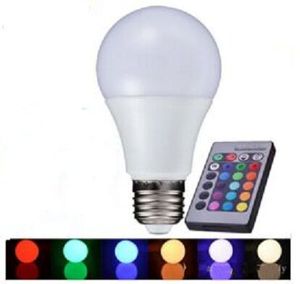 2017 جديد e27 rgb بقيادة مصباح 3 واط 5 واط 7 واط led rgb لمبة ضوء مصباح 110 فولت 220 فولت التحكم عن 16 اللون تغيير lampada led ضوء العالمي لوز a65 a70 a80