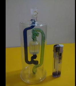 A-02 Altezza Bongglass Klein Recycler Oil Rigs Tubo dell'acqua Soffione doccia Perc Bong Tubi di vetro Narghilè