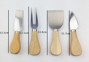4pcs/set Cheese Useful Tools Set Oak Handle Knife Fork Shovel Kit Graters For Cutting Baking Chesse Board Sets YA1120