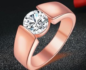 beautiful princess jewelry plating 925 Sterling Silver Rose Gold crystal diamond ring zircon Luxurious Wedding ring size US6/7/8/9/10