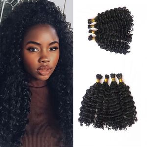 4 Bundles Bulk Human Hair for Braiding Peruvian Deep Wave Bulk Hair Extensions No Attachment FDSHINE