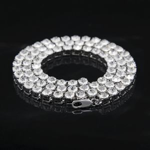 Herr Silver Guld Iced Out Crystal 1 Rad 8mm*30inch Tennis Chain Hip Hop Bling Steampunk Halsband