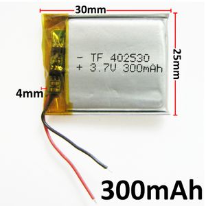 Wholesale 3.7V 300mAh Lithium Polymer LiPo li ion Rechargeable Battery cells power For Mp3 MP4 headphone DVD mobile phone Camera psp 402530