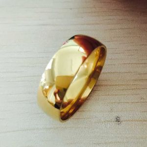 Heißer Verkauf Klassische Real Gold Überzogene 8mm Titan Stahl Frauen Mann Hochzeit Ring Top Qualität Nicht verblassen Liebhaber hochzeit Schmuck