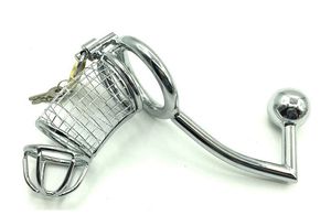 Anal Plug Lock Male Metal Steel Chastity Device Cage Cock Penis 3 Different Size Rings Cages SM Sex Toys