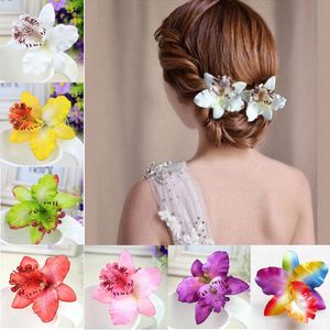 Nowy ślub ślubny Orchid Flower Clip Barrette Women Girls Akcesoria 1pcs